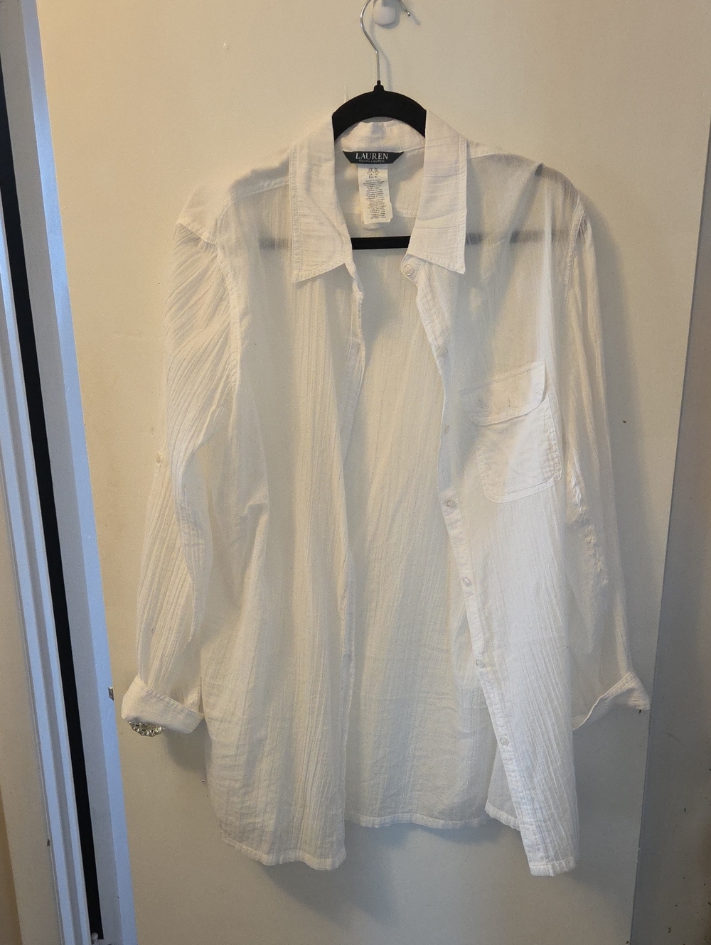 Lauren Ralph Lauren White Lightweight Button-Front Swim Cover-up